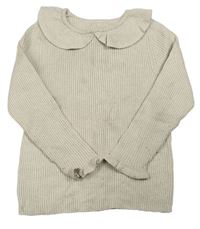 Béžový rebrovaný sveter s golierikom George