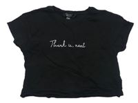 Čierne crop tričko s nápisom s kamienkami New Look