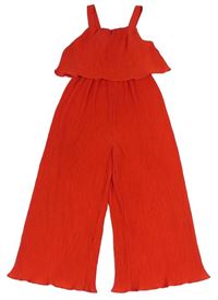 Červený žebrovaný culottes overal Zara