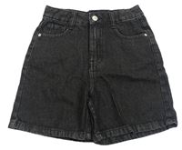 Čierne rifľové high waist kraťasy George
