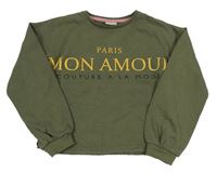 Khaki crop mikina s nápisom Matalan