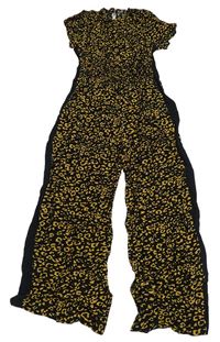 Černo-hnědý lehký kalhotový overal s leopardím vzorem M&S