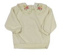 Smetanová mikina s límečkem s květy H&M