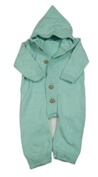 Tyrkysová pletená kombinéza s kapucňou