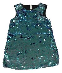 Modrozeleno-modrá flitrová slávnostná tunika zn. George