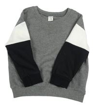 Tmavošedo-čierno-biela rebrovaná mikina Shein