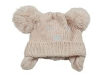 Svetloružová pletená čapica s ňufáčikom  a bambulemi F&F