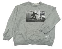 Sivá melírovaná mikina so skateboardisty H&M