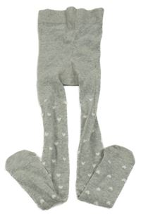 Šedé melírované punčocháče se srdíčky