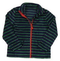 Tmavomodro-zelená pruhovaná fleecová prepínaci mikina Mothercare