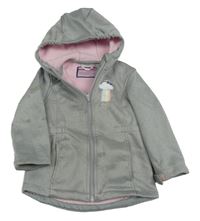 Sivá melírovaná softshellová bunda s mrakem s dúhou a kapucňou Impidimpi