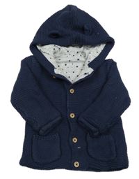 Tmavomodrý podšitý propínací svetr s kapucí George