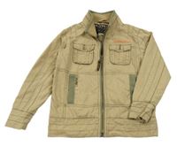 Hnědá plátěná jarní bunda s kapsami Rocha John Rocha