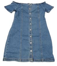 Modré riflové propínací šaty New Look