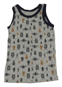 Sivé melírované tielko s brouky