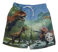 Modro-zelené plážové kraťasy s dinosaurami Dopodopo