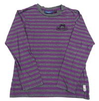 Tmavošedo-fialové pruhované tričko s potlačou Mexx