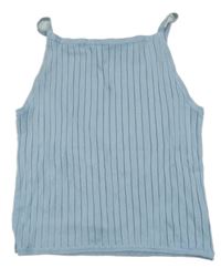 Svetlomodrý rebrovaný pletený crop top H&M