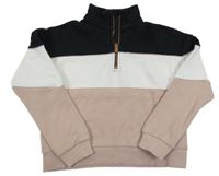 Čierno-bielo-pudrová mikina F&F
