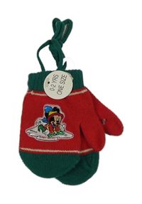Nové - Červeno-zelené palcové rukavice s Mickeym