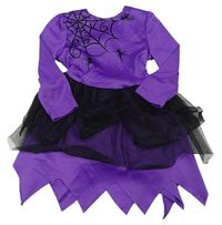 Kostým - Fialovo-černé šaty s tylem a pavučinou 