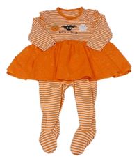 Bílo-oranžový pruhovaný overal s oranžovou tylovou sukní Primark