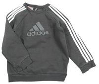 Sivá mikina s pruhmi a logom Adidas