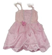 Kockovaným - ružové zamatové šaty s tylovou sukní a květem