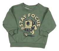 Khaki mikina s nápisom a foťákem