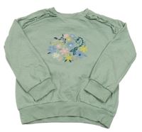 Zelená mikina s kvetinami a madeirou Mothercare