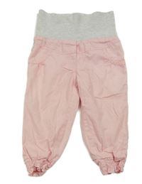 Světlerůžové plátěné podšité kalhoty s šedým pasem Dopodopo