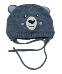 Tmavomodrá pletená čepice s medvědem Ergee