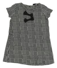 Sivo-čierne vzorované úpletové šaty s mašličkami Lupilu