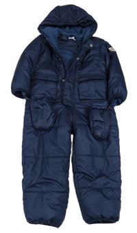 Tmavomodrá šušťáková zimná kombinéza s kapucí + rukavice Impidimpi
