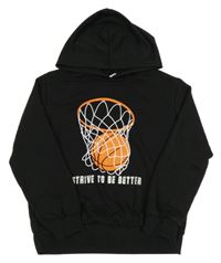 Čierna mikina s potlačou a kapucňou Shein