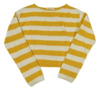 Okrovo-biely pruhovaný ľahký crop sveter H&M