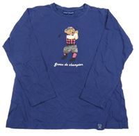 Tmavomodré pyžamové triko s medvědem 