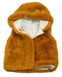 Hnedá kožušinová podšitá vesta s kapucňou Orchestra