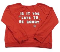 Červená mikina s nápismi H&M