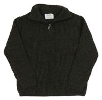 Tmavozelený melírovaný vlnený sveter Zara