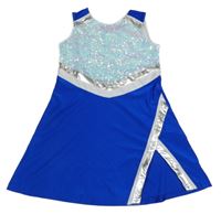 Modro-biele športové šaty s flitrami