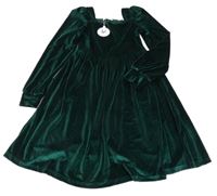 Nové - zelené sametové šaty 