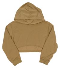 Hnedá ľahká crop mikina s kapucňou