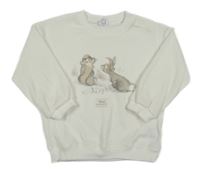 Biela ľahká rebrovaná mikina so zvieratkami Disney