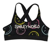 Černá sportovní lambáda se smajlíky a nápisem 