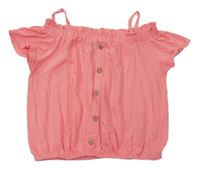 Korálový crop top s gombíkmi Pep&Co