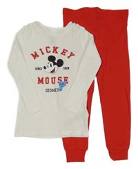 Nové - Bílo-červené pyžamo s Mickeym Primark