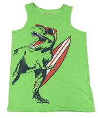 Zelené melírované tielko s dinosaurom a surfom Rebel
