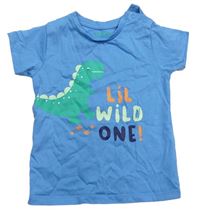 Modré tričko s dinosaurom a nápisom Everyday