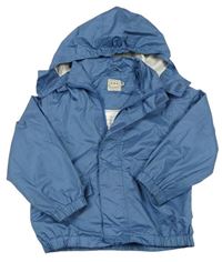 Modrošedá šušťáková jesenná bunda s kapucňou